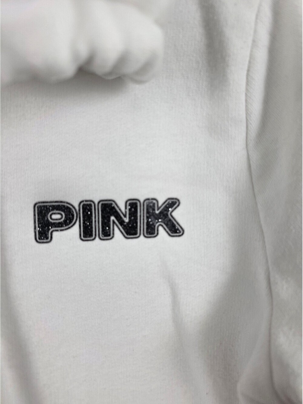 Victorias Secret Pink White Full Zip Bling Logo Jacket Hoodie Small - Picture 3 of 6